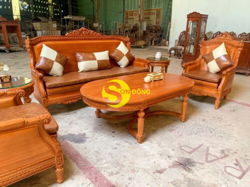 Bộ sofa tân cổ điển Lusso tựa cong gỗ Gõ Đỏ - BBG2562 - Ảnh 2