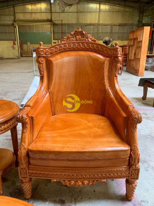 Bộ sofa tân cổ điển Lusso tựa cong gỗ Gõ Đỏ - BBG2562 - Ảnh 17