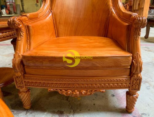 Bộ sofa tân cổ điển Lusso tựa cong gỗ Gõ Đỏ - BBG2562 - Ảnh 10