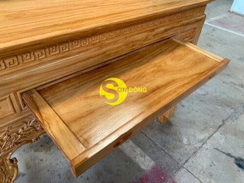 Bàn thờ nhị cấp hoa sen gõ đỏ 1m53 - Hình ảnh 10