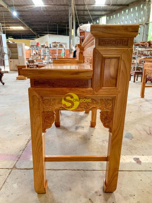 Bàn thờ nhị cấp hoa sen gõ đỏ 1m53 - Hình ảnh 6