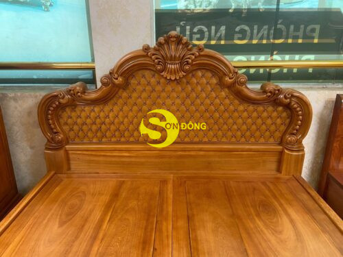 Giường ngủ lá tây cổ điển mẫu mới gõ đỏ 1,8x2m dạt phản GN1202 - Ảnh 8