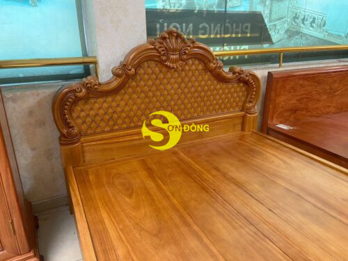 Giường ngủ lá tây cổ điển mẫu mới gõ đỏ 1,8x2m dạt phản GN1202 - Ảnh 5