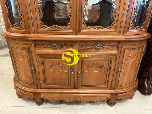 Tủ rượu cong gõ đỏ 1m6 sơn cổ điển – TR061A - Hình ảnh 2