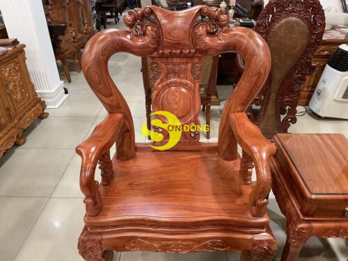 Bộ bàn ghế Minh Quốc đào Sài Gòn mặt liền tấm 5cm hương đá tay 12  BBG2110 - Hình ảnh 12
