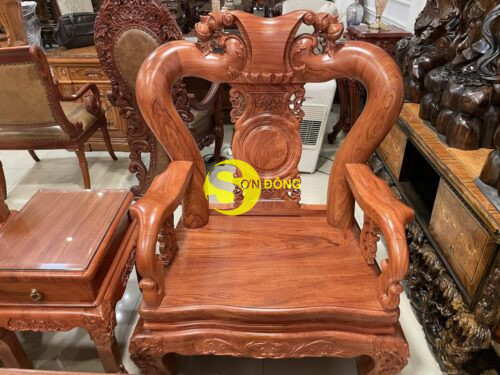 Bộ bàn ghế Minh Quốc đào Sài Gòn mặt liền tấm 5cm hương đá tay 12  BBG2110 - Hình ảnh 2