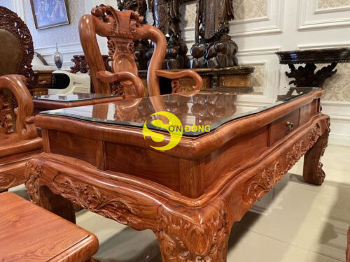 Bộ bàn ghế Minh Quốc đào Sài Gòn mặt liền tấm 5cm hương đá tay 12  BBG2110 - Hình ảnh 3