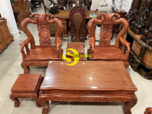 Bộ bàn ghế Minh Quốc đào Sài Gòn mặt liền tấm 5cm hương đá tay 12  BBG2110 - Hình ảnh 14