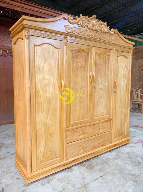 Tủ áo nữ hoàng gỗ gõ đỏ Pachy 100%-TQA132 - Hình ảnh 3