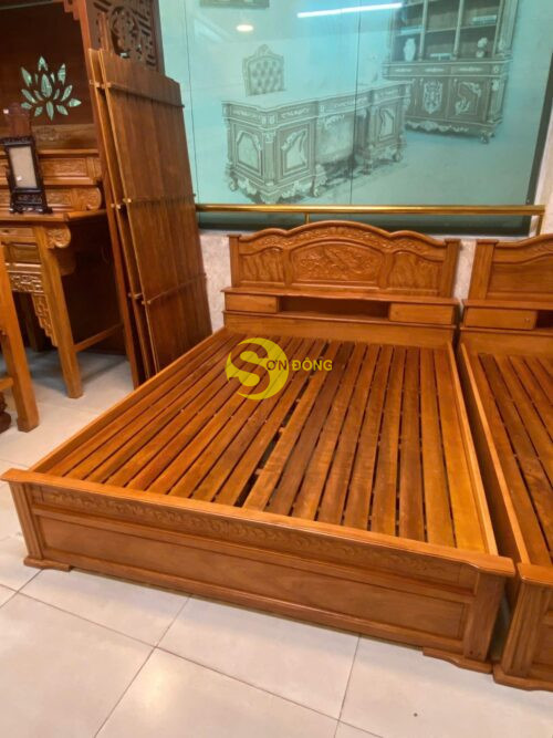 Giường ngủ gõ đỏ hàng siêu HOT ngang 1.6m - GN1601 - Ảnh 6