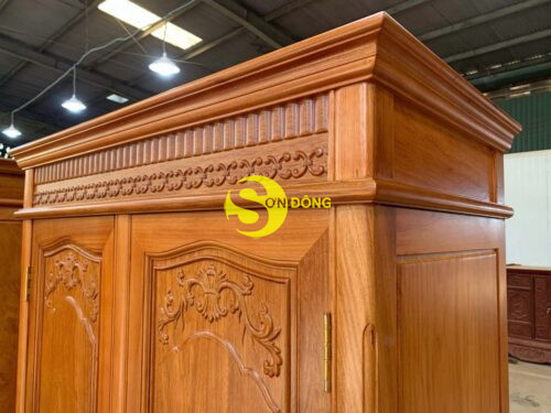 Tủ quần áo gỗ gõ đỏ 2 buồng 1m17-TQA232 - Hình ảnh 6