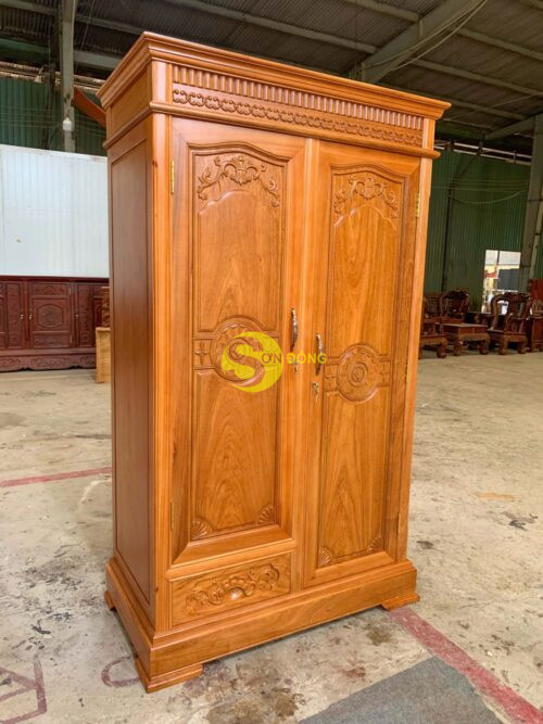Tủ quần áo gỗ gõ đỏ 2 buồng 1m17-TQA232 - Hình ảnh 5