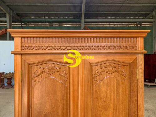 Tủ quần áo gỗ gõ đỏ 2 buồng 1m17-TQA232 - Hình ảnh 3
