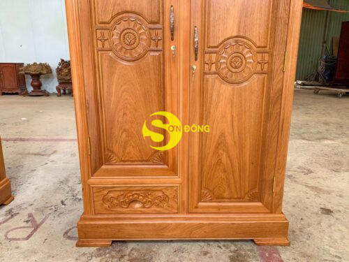 Tủ quần áo gỗ gõ đỏ 2 buồng 1m17-TQA232 - Hình ảnh 2