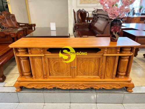 Tủ tivi trụ chạm gõ đỏ trơn 1.8m TTV1802 - Ảnh 2
