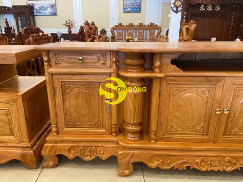 Tủ tivi trụ chạm gõ đỏ trơn 2m TTV1803 - Hình ảnh 4