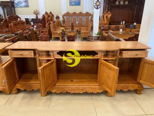 Tủ tivi trụ chạm gõ đỏ trơn 2m TTV1803 - Hình ảnh 2