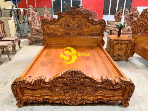 giuong ngu co dien chau au go go do 1m6x2m GN20A 2