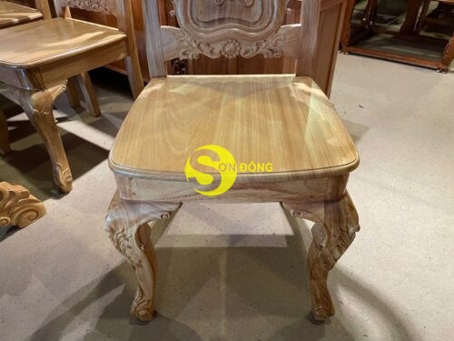 Bộ bàn ăn gõ đỏ 8 ghế hoa lá tây bàn Oval-BBA2338B - Hình ảnh 5
