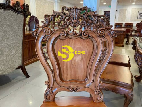 Ban an louis Fidia co dien go do mat kinh sang trong BA232 12