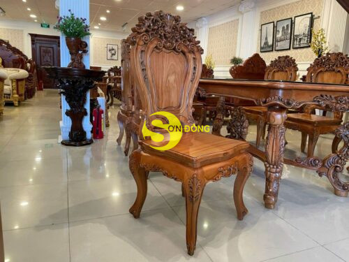 Ban an louis Fidia co dien go do mat kinh sang trong BA232 5