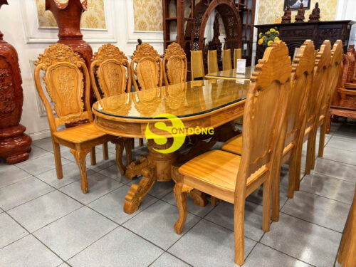 Bo ban an go do 8 ghe hoa la tay ban Ovan BBA2138B 2 1