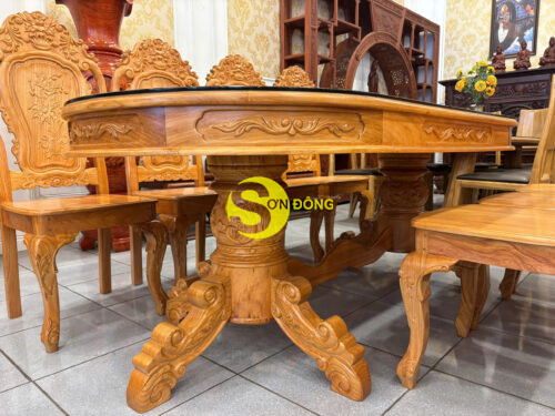 Bo ban an go do 8 ghe hoa la tay ban Ovan BBA2138B 7