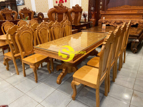 Bo ban an go do 8 ghe hoa la tay ban vuong Ma sp BBA2428V 2