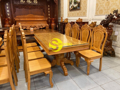 Bo ban an go do 8 ghe hoa la tay ban vuong Ma sp BBA2428V 5