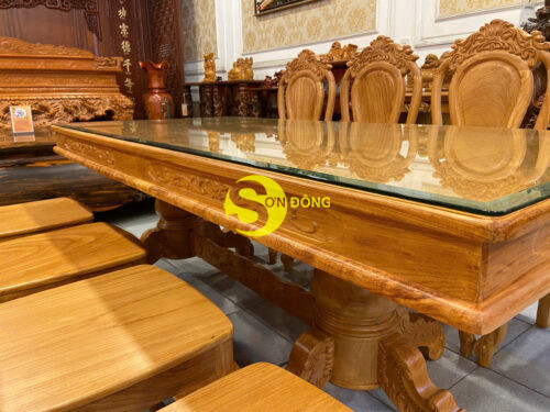 Bo ban an go do 8 ghe hoa la tay ban vuong Ma sp BBA2428V 7