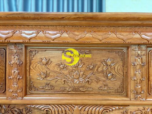 Sập thờ hoa sen gỗ hương đá chân 24 - SD3221 - Ảnh 8