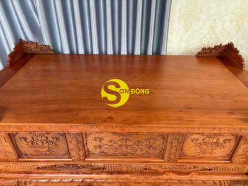 Sập thờ hoa sen gỗ hương đá chân 24 - SD3221 - Ảnh 7