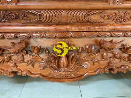 Sập thờ hoa sen gỗ hương đá chân 24 - SD3221 - Ảnh 6