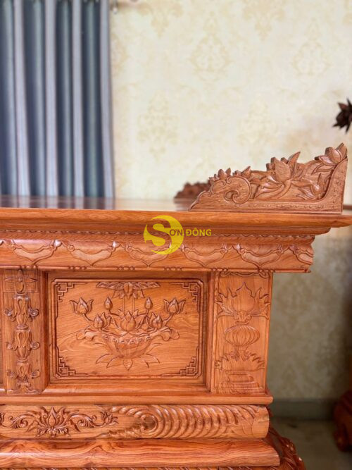 Sập thờ hoa sen gỗ hương đá chân 24 - SD3221 - Ảnh 5