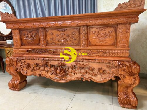 Sập thờ hoa sen gỗ hương đá chân 24 - SD3221 - Ảnh 4