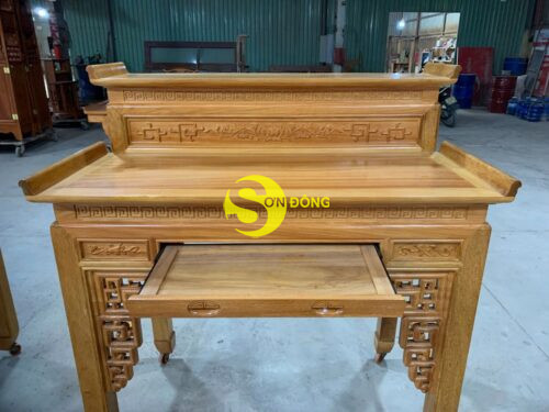Bàn Thờ Chung Cư Nhị Cấp triện Hoa Sen 1m27 gõ đỏ-SD2552 - Hình ảnh 2