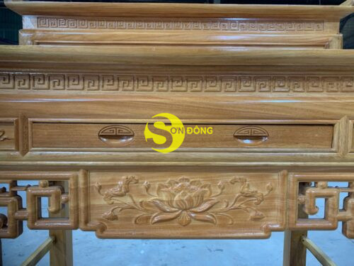 Bàn Thờ Chung Cư Nhị Cấp triện Hoa Sen 1m27 gõ đỏ-SD2552 - Hình ảnh 5