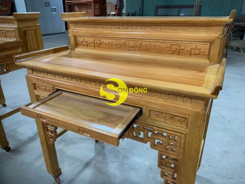 Bàn Thờ Chung Cư Nhị Cấp triện Hoa Sen 1m27 gõ đỏ-SD2552 - Hình ảnh 3
