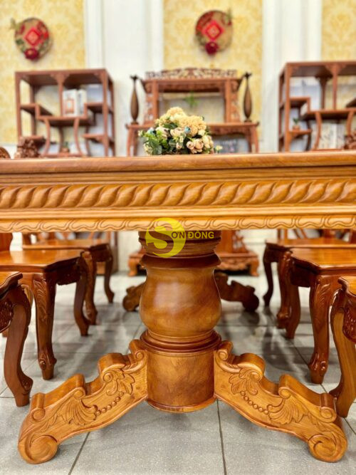Bộ bàn ăn kiểu cổ điển 6 ghế gỗ gõ đỏ - BBA2236 - Hình ảnh 11