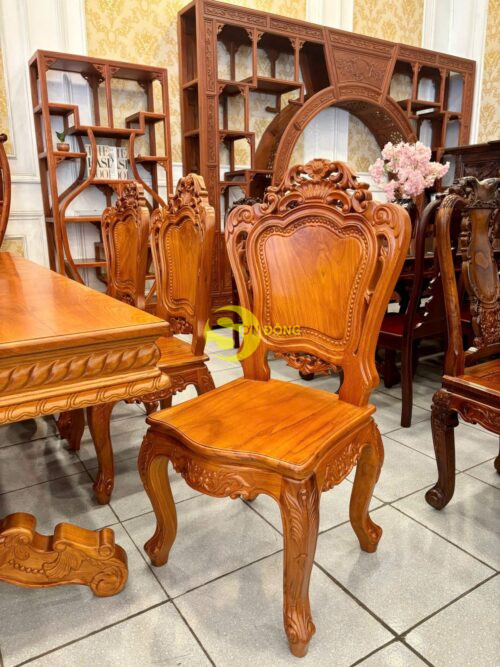 Bộ bàn ăn kiểu cổ điển 6 ghế gỗ gõ đỏ - BBA2236 - Hình ảnh 8