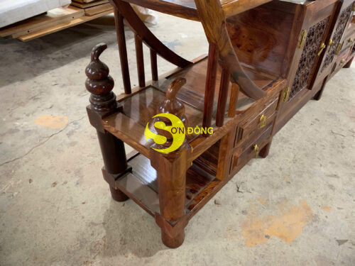 Kệ trang trí khung tròn lục bình gỗ cẩm lai 1600x1800-KTT403 - Ảnh 6