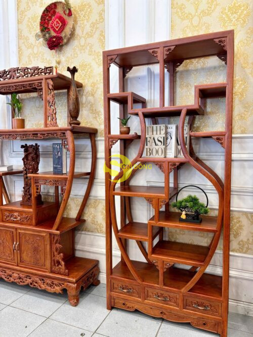 Kệ trang trí khung vuông lục bình gỗ hương-KTT304 - Ảnh 6