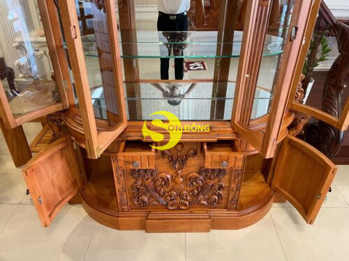 Tủ rượu Hoàng Gia Cổ Điển Gỗ Gõ Đỏ 1.6m - TR216 - Ảnh 3