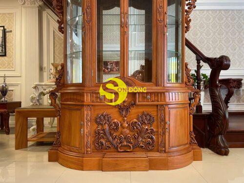 Tủ rượu Hoàng Gia Cổ Điển Gỗ Gõ Đỏ 1.6m - TR216 - Ảnh 6