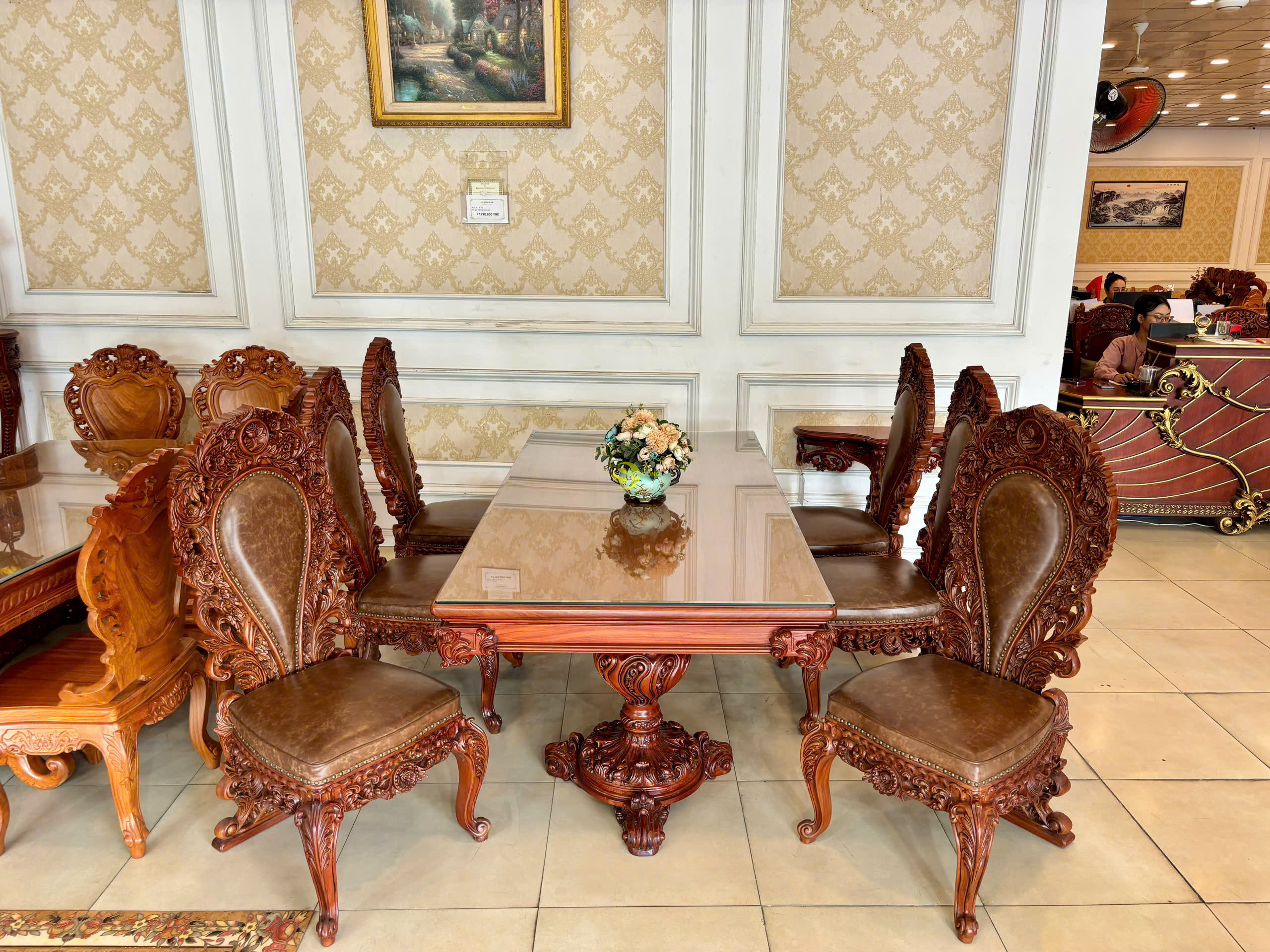 Bộ bàn ăn Hoàng Gia Louis Fidia Mặt liền BA0291 + 6 ghế GA088B 6 Bộ bàn ăn Hoàng Gia Louis Fidia Mặt liền BA0291 + 6 ghế GA088B - Ảnh 6