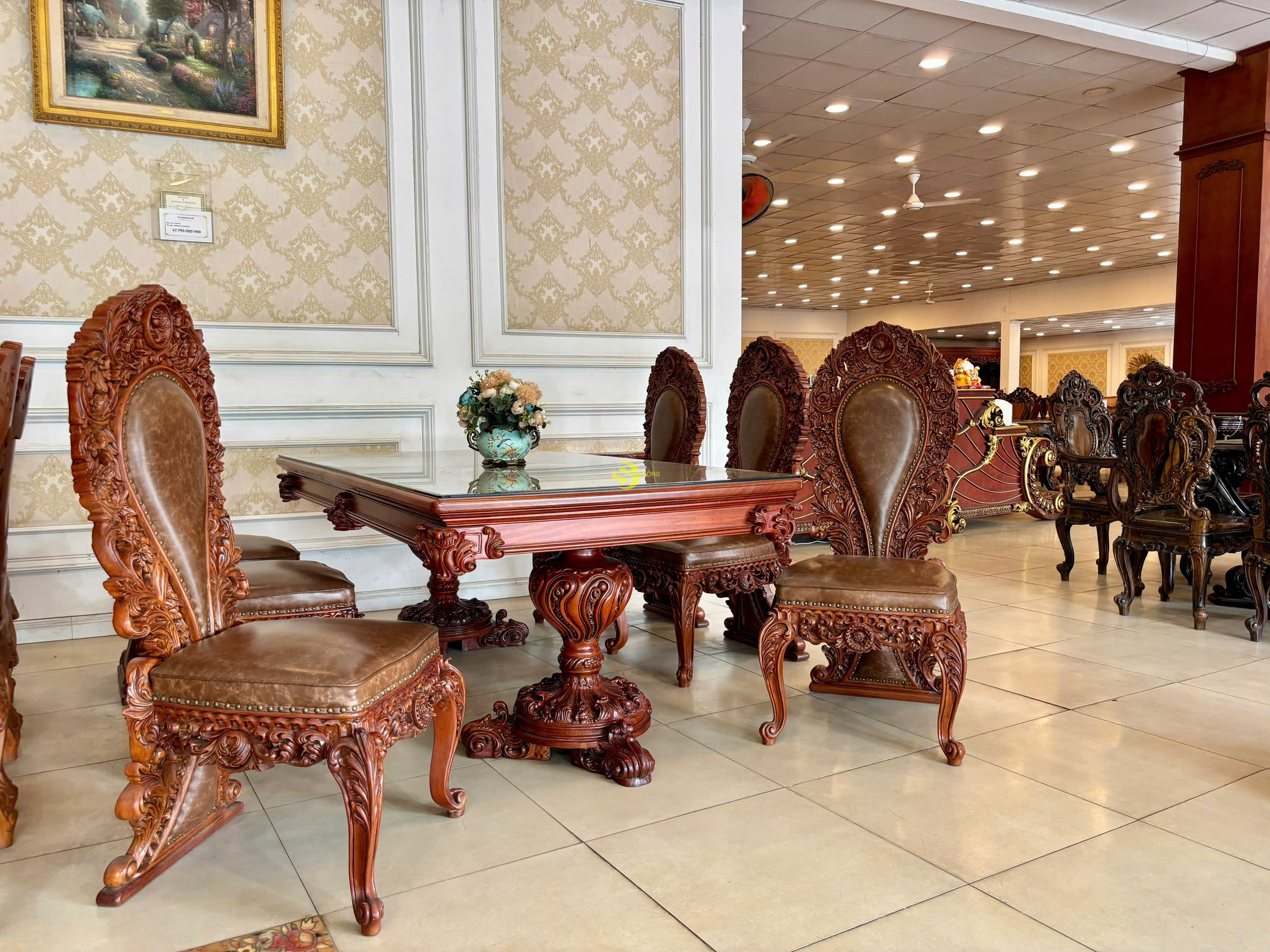 Bộ bàn ăn Hoàng Gia Louis Fidia Mặt liền BA0291 + 6 ghế GA088B 5 Bộ bàn ăn Hoàng Gia Louis Fidia Mặt liền BA0291 + 6 ghế GA088B - Ảnh 5