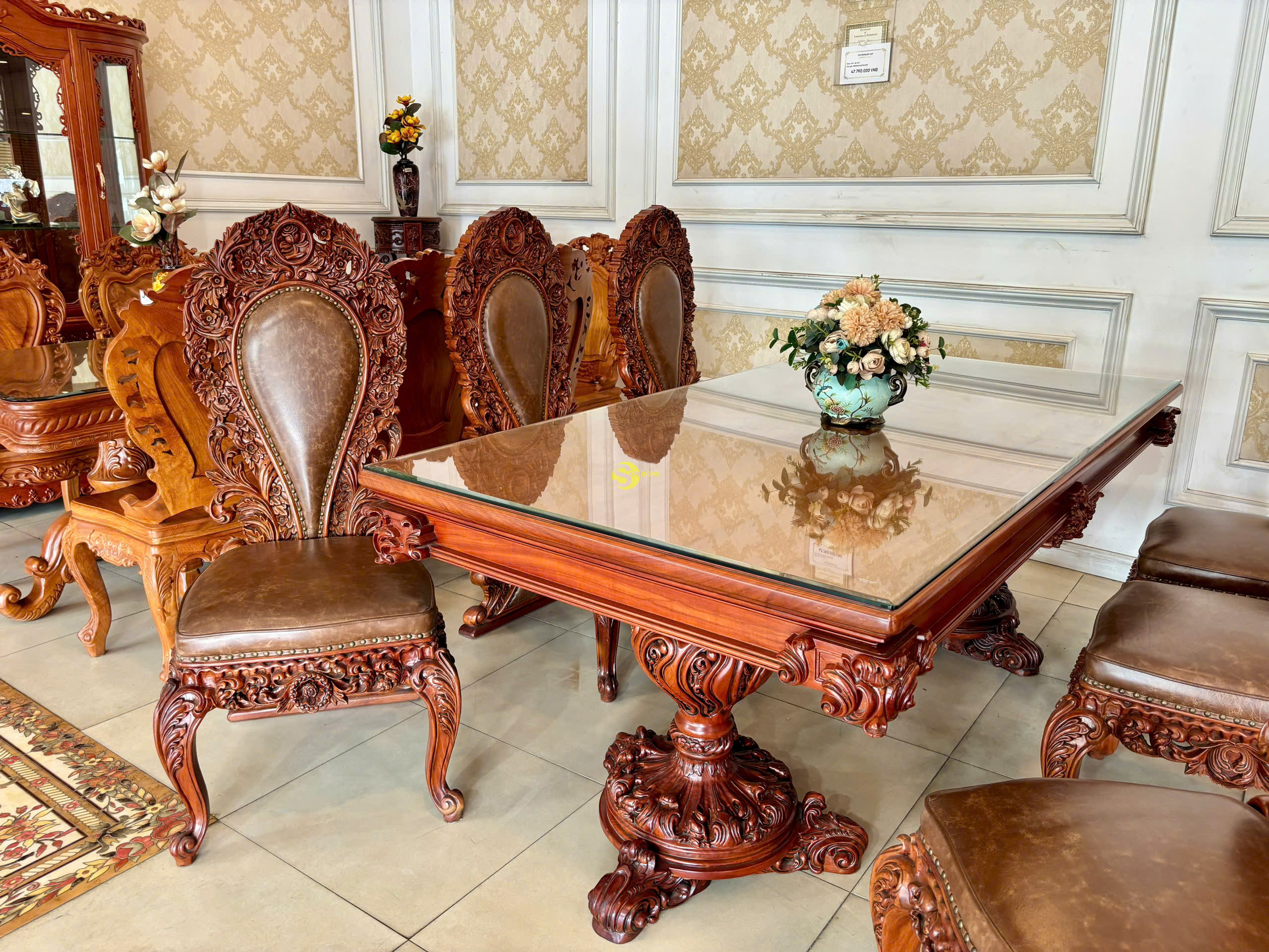 Bộ bàn ăn Hoàng Gia Louis Fidia Mặt liền BA0291 + 6 ghế GA088B 3 Bộ bàn ăn Hoàng Gia Louis Fidia Mặt liền BA0291 + 6 ghế GA088B - Ảnh 3