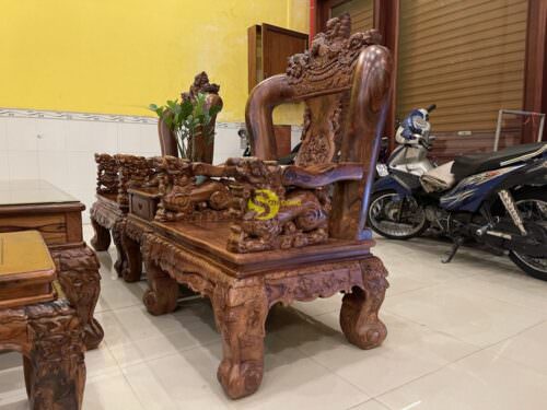 Bộ bàn ghế phòng khách nghê đỉnh cẩm lai cột 14, 6 món - BBG208D - Hình ảnh 5
