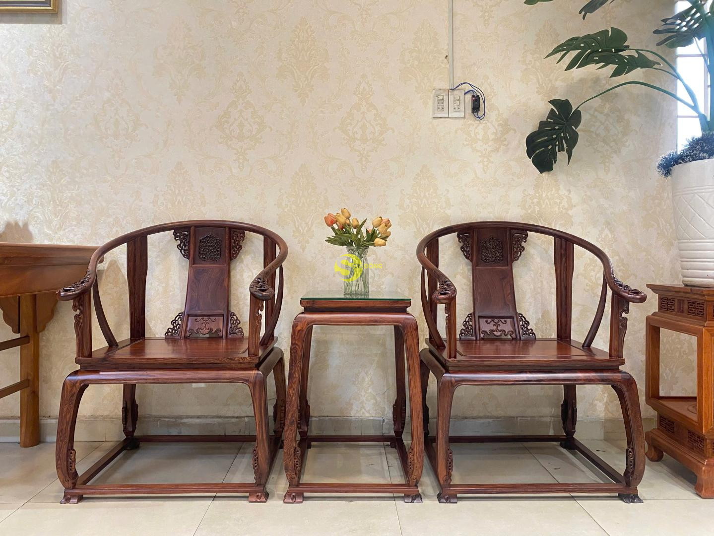 Bộ Bàn Ghế Gỗ cẩm lai Minh 3 Món - BBG489