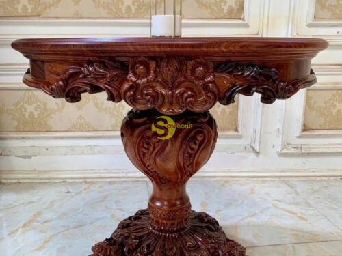 Bàn trang trí tròn Fidia Cẩm Lai chân 43 - BTTT4089